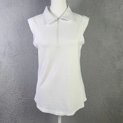 IBKUL Top Mujer Pequeño Blanco Cuarto Cremallera Sin Mangas Activo UPF50+ Golf Tenis Foto 1 de 4