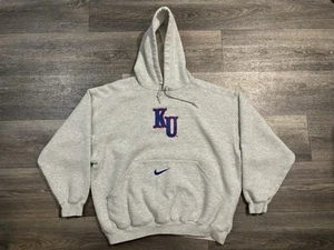 Kansas University KU Nike Vintage grau Hoodie Center Swoosh Sweatshirt Large/XL - Bild 1 von 9