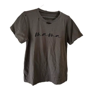 Mama Olive Green Short Sleeve T-Shirt with the torn look - Picture 1 of 2