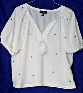 BLUSA TÚNICA KAREN KANE MUJER TALLA XL BLANCA MIEL ABEJA ESTAMPADO MANGA CORTA ALGODÓN - Imagen 1 de 5