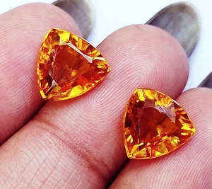 Natural Orange Sapphire Loose Gemstone 5 to 7 Ct Trillion Pair Certified RL174 - Picture 1 of 7