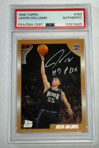 Jason Williams Rookie Auto #7 Pick" PSA/DNA 1998 Topps Sacramento Kings #153 - Picture 1 of 2