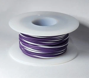 Cable de conexión automotriz TXL 22 AWG calibre VIOLETA con RAYA BLANCA ~ 50 PIES - Imagen 1 de 1