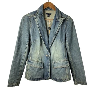 GAP Womens Y2K Stone Wash Denim Button Jean Jacket Size S Fitted 90s Grunge NWOT - Picture 1 of 10