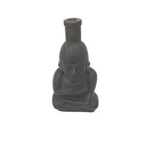Inka Pisco leere schwarze Flasche sitzend Tiki Idol Design Lima Peru 6,5 ohne Korken - Bild 1 von 6