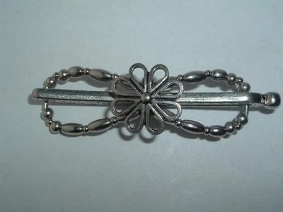 LILLA ROSE FLEXI HAIR CLIP SILVER TONE FLOWER & BEADS BARRETTE SIZE XS - Image 1 of 2