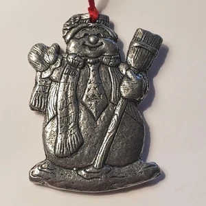 Vintage Carson 1992 Snowman Merry Christmas Pewter Metal Ornament O2519 - Picture 1 of 4