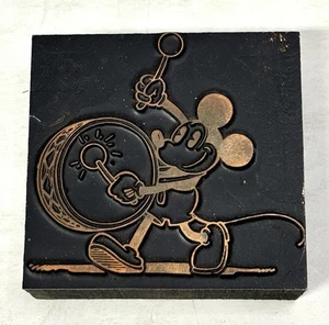 Blocco francobolli vintage anni 30 Topolino suona tamburo piastra rame su legno stampanti - Foto 1 di 5