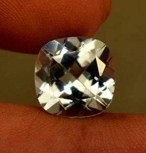 Lab Grown Aquamarine Gemstone Top Faceted Cushion Cut 5.25 Ct Loose Gemstone - Picture 1 of 5
