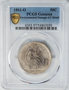 1861-O Seated Liberty Half 50c AU Detail PCGS Secure Genuine 950545-4 - Picture 1 of 5