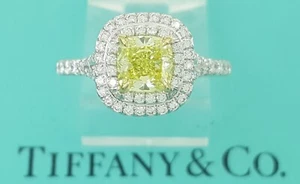 Tiffany & Co Soleste Cushion Fancy Intence Yellow Diamond Engagement Ring 1.24ct - Picture 1 of 11