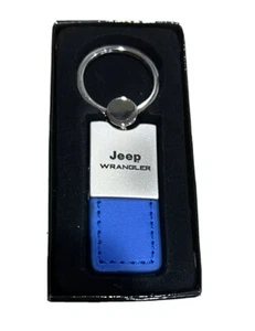 JEEP WRANGLER Blue Leather & Metal Keychain NEW IN BOX - Picture 1 of 1