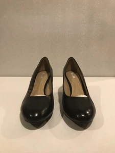 GEOX Respira Classic Round Toe Black Leather Heels Size: 38.5 - Picture 1 of 4