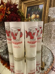 4 Vtg Seagram's Gin Red Snapper Frosted Glass Gin And Tomato Juice Barware - Picture 1 of 4