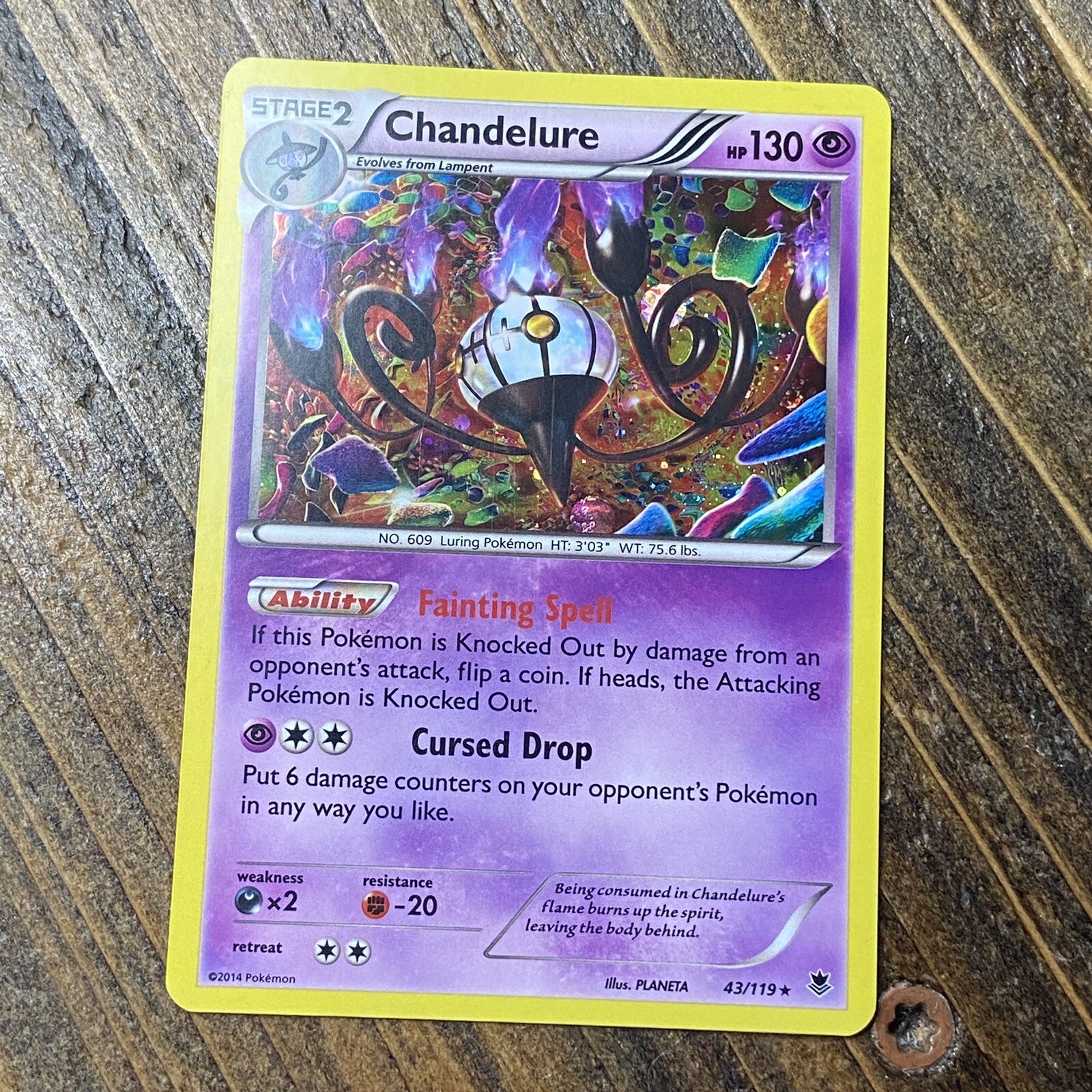 Chandelure 43/119 Reverse Holo - XY Phantom Forces - Pokemon TCG Card LP