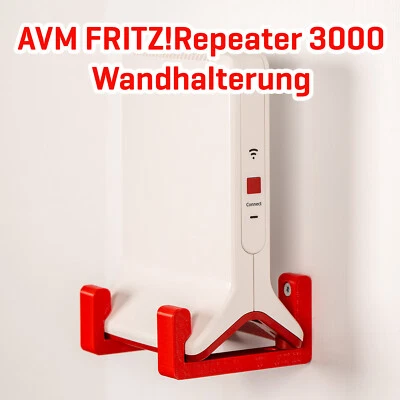 JT-MEDIA Fritz Repeater Wandhalterung AVM FRITZ!Repeater 3000 - 2 Wandhaken - ROT - TOP