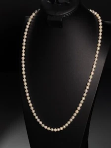 Collar de perlas vintage de 30 pulgadas broche de oro blanco de 7,5 mm de 14 k - Imagen 1 de 3