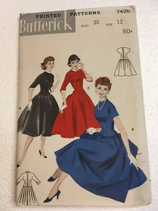 VTG Dress Pattern 1950's Butterick UNCUT Fit & Flare Size 12 Bust 30 - Picture 1 of 3