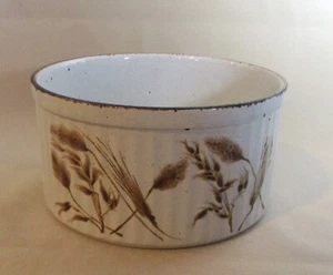 7 1/2" Souffle Casserole Dish Midwinter Stonehenge Wild Oats Brown Trim - Picture 1 of 10