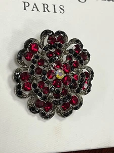Vintage Brooch Pin Ruby Red, Garnet, Black stone - Picture 1 of 2