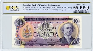 1971 $10 *V/L REPLACEMENT NOTE - Bank of Canada, BC-49cA - PCGS About UNC 55 PPQ - Picture 1 of 2