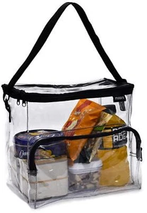 Clear Tote Bag Stadium Approved Lunch Bag w/ Adjustable Shoulder Strap for Work - Picture 1 of 7