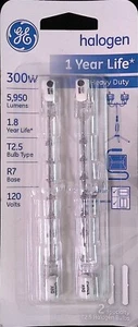 GE Lighting New 2-Pk + 1 Opened, 300-Watt Quartz Line Halogen Heavy-Duty Lamps - Picture 1 of 4