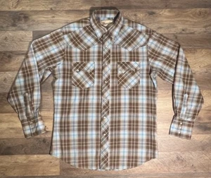 Vintage Wrangler Pearl Snap Sawtooth Pocket Plaid Western Cowboy Rodeo Medium . - Picture 1 of 9