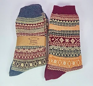 Damenmode Boutique Socken Wollmischung Mehrfarbig 2 Paar - Bild 1 von 8