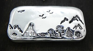 50g Hand Poured Fine Silver Bar 999 Bullion - Mountain Cottage & Eagle - TBC - Picture 1 of 2