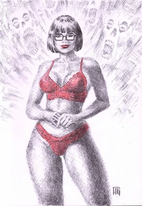 Bolígrafo Velma Dinkley 8 X 11" - ORIGINAL INCREÍBLE PÁGINA DE CÓMIC WALTER GEOVANI - Imagen 1 de 2