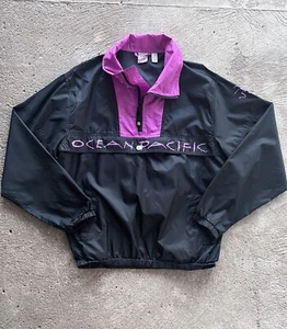 Vintage 80s Ocean Pacific OP Surf Jacket Retro 1/2 Zip Pullover Windbreaker - Picture 1 of 8