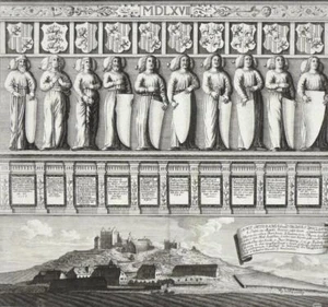 PETERSBERG (SAALEKREIS) - Kloster - Kenotaph - Kupferstich 1755 - Bild 1 von 2