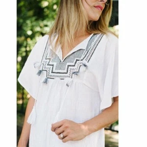 J. Crew Embroidered Tassel Beach Tunic Top XS/S - Picture 1 of 12