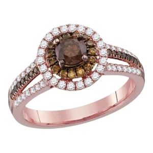 2Ct Round Cut Lab-Created Chocolate Diamond Cluster Ring 14K Rose Gold Plated - Picture 1 of 4
