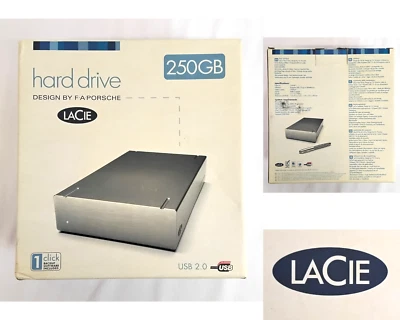 LaCie FA Porsche Design 250GB External HDD USB 2.0 w/ Power Cord #W4001 - Image 1 of 4