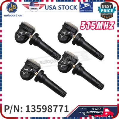 Sensor de presión de neumáticos 4x Tpms para GMC Sierra 1500 2500HD Yukon XL 315 MHz 13598771 Foto 1 de 4
