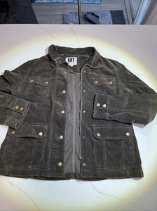 Kut from the Kloth Brown Stretch Corduroy Full Zip Casual Jacket Size XL - Picture 1 of 12
