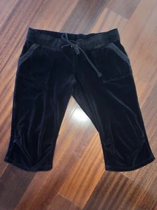 Juicy Couture Black Terry Cloth Capri Drawstring Pants Size Large - Picture 1 of 5