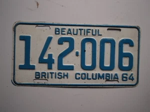 1964 BRITISH COLUMBIA CANADA License Plate 142 006 Can - Picture 1 of 1