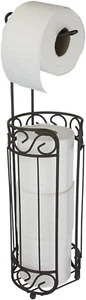 Scroll Design Dispensing Toilet Paper Holder Stand, (Bronze) Steel Free-Standing - Picture 1 of 12