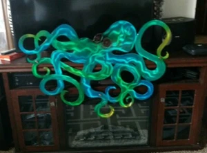 metal wall art octopus home decor large beach house tropical beach decor art - Picture 1 of 5