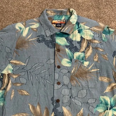 Camisa Café Havana Jack's De Colección Para Hombre M Abotonada Manga Corta Playa 100% Seda Foto 1 de 4