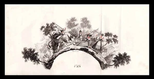 PROJET d'ÉVENTAIL La corrida : BELLEVILLE (Jean-Pierre) 1833 - Imagen 1 de 4