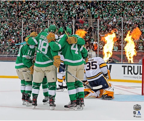 Dallas Stars Unsigned 2020 NHL Winter Classic Goal Celebration Photograph Cover