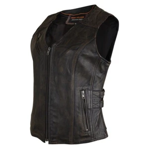 High Mileage HML1037DB Damen Distressed braun Premium Rindsleder Biker Motorrad S - Bild 1 von 4