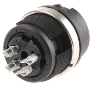 2x Binder PANEL MOUNT CONNECTOR 6A 250V 4-Contacts Plug, Female 99-0612-00-04 - Picture 1 of 2