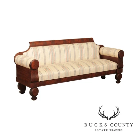 Antique Classical 19th Century Mahogany Baltimore Sofa John Needles Cover