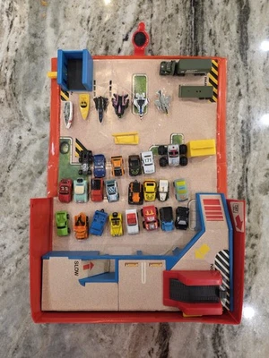 Vintage Galoob Micro Machines City Service Center Playset Red Case & 30 Vehicles - Image 1 of 4