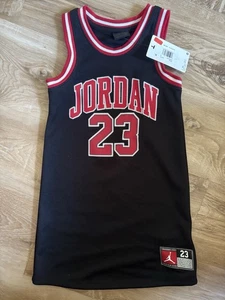 Jordan Jersey Dress 23 Michael Jordan Black Red Sleeveless Girls Size M - Picture 1 of 3